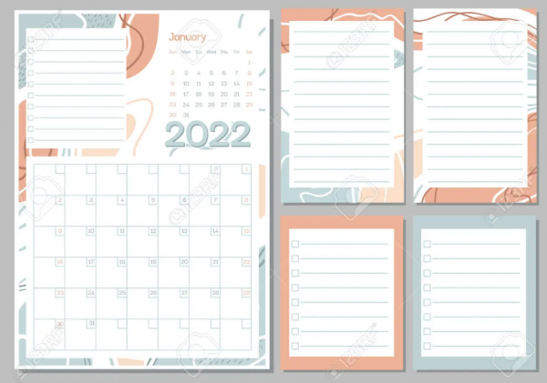 Kalender bergaya skandinavia dengan warna pastel